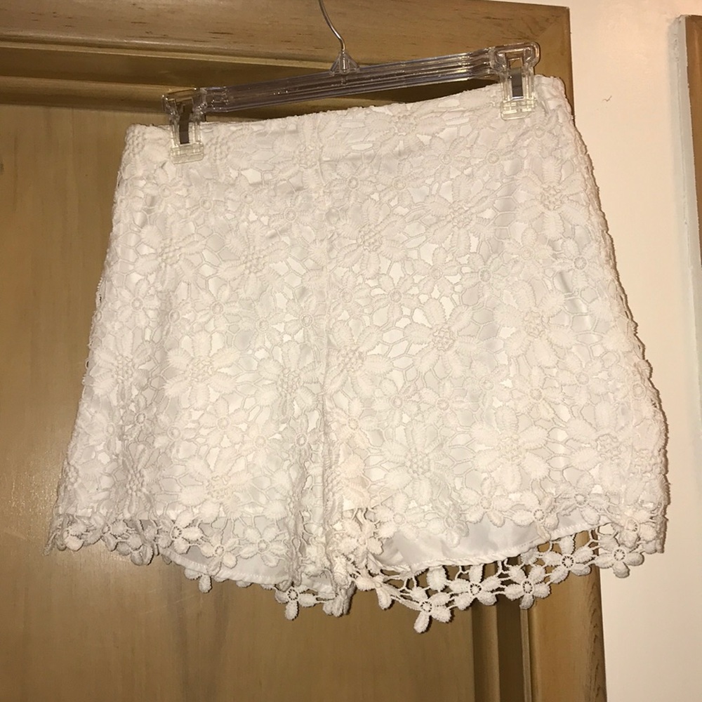 White lace shorts